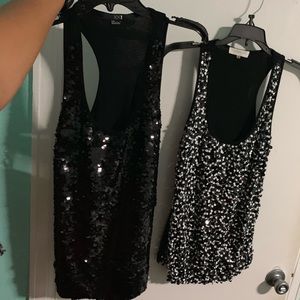 Bundle of 2 Black Sequin Tank Tops